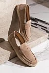 Brunello Cucinelli Beige suede loafers for men - woven sole. 100% suede. Country of manufacture: Italy. Care: specialized cleaning - photo 7