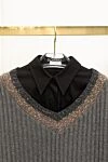 Brunello Cucinelli Women's shirt black - 72% cotton, 23% polyamide, 5% elastane. Closure: buttons. Country of manufacture: Italy. Care: specialized cleaning - photo 9