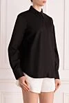 Brunello Cucinelli Women's shirt black - 72% cotton, 23% polyamide, 5% elastane. Closure: buttons. Country of manufacture: Italy. Care: specialized cleaning - photo 3