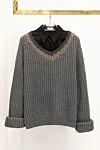 Women's shirt black Brunello Cucinelli - 72% cotton, 23% polyamide, 5% elastane. Closure: buttons. Country of manufacture: Italy. Care: specialized cleaning - photo 8