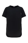 Brunello Cucinelli T-shirt for women black - 100% cotton. chest pocket. Country of manufacture: Italy. Care: specialized cleaning - photo 1