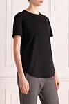 Brunello Cucinelli T-shirt for women black - 100% cotton. chest pocket. Country of manufacture: Italy. Care: specialized cleaning - photo 3