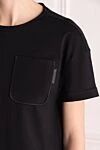 Brunello Cucinelli T-shirt for women black - 100% cotton. chest pocket. Country of manufacture: Italy. Care: specialized cleaning - photo 5