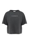 Brunello Cucinelli Women's gray cotton T-shirt - brand logo. 100% cotton. Country of manufacture: Italy. Care: specialized cleaning - photo 1
