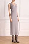 Brunello Cucinelli Платье из хлопка женское серое - узор фактурная полоса . Cостав: 100% хлопок. Страна производитель: Италия. Уход: специализированная чистка - фото 3