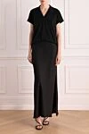 Maxi skirt made of viscose and linen for women black Brunello Cucinelli - floral pattern. 73% viscose? 27% linen. two back pockets. Country of manufacture: Italy. Care: specialized cleaning - photo 2