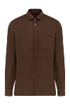 Kiton Men's brown linen shirt - Decor: brand logo. Composition: 100% linen. Closure: buttons. Pockets: one pocket. Country of manufacture: Italy. Care: specialized cleaning - photo 1