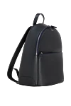 Serapian Men's black backpack made of genuine leather - brand logo, textured leather. Closure: zipper on top and side. 100% genuine leather. front pocket. Country of manufacture: Italy. Care: specialized cleaning - photo 3