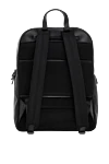 Backpack made of genuine leather for men black Serapian - brand logo, textured leather. Closure: zipper on top and side. 100% genuine leather. front pocket. Country of manufacture: Italy. Care: specialized cleaning - photo 4