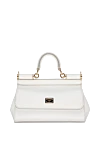 Dolce & Gabbana Women's white genuine leather bag - Branded plate with two types of galvanic coating. 100% calfskin. Handle: Top handle and removable, adjustable shoulder strap in Dauphine calfskin. Internal zip pocket with logo and smartphone pocket. Closure: Front flap with double hidden magnet clasp. Country of manufacture: Italy. Care: specialized cleaning - photo 1