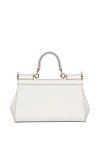 Women's white genuine leather bag Dolce & Gabbana - Branded plate with two types of galvanic coating. 100% calfskin. Handle: Top handle and removable, adjustable shoulder strap in Dauphine calfskin. Internal zip pocket with logo and smartphone pocket. Closure: Front flap with double hidden magnet clasp. Country of manufacture: Italy. Care: specialized cleaning - photo 4