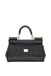 Dolce & Gabbana Women's black genuine leather bag - branded plate with two types of galvanic coating. 100% calfskin. Handle: Top handle and removable, adjustable calfskin shoulder strap. Closure: Front flap with double hidden magnet clasp. Country of manufacture: Italy. Care: specialized cleaning - photo 1
