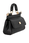 Dolce & Gabbana Women's black genuine leather bag - branded plate with two types of galvanic coating. 100% calfskin. Handle: Top handle and removable, adjustable calfskin shoulder strap. Closure: Front flap with double hidden magnet clasp. Country of manufacture: Italy. Care: specialized cleaning - photo 3