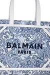 Balmain Women's cotton bag blue - brand logo. 100% cotton. Size: 19 x 11.5 x 6.5 cm. Country of manufacture: Italy. Care: specialized cleaning - photo 5