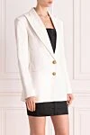 Balmain Жакет з віскози та еластану жіночий білий. - 97% бавовна, 3% еластан. гудзик. дві передні кишені. Країна виробник: Франция. Догляд: спеціалізоване чищення - фото 3