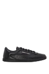 Dolce & Gabbana Men's black leather sneakers - perforation, brand logo. 100% genuine leather. Closure: laces. Country of manufacture: Italy. Care: specialized cleaning - photo 1