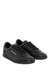 Dolce & Gabbana Men's black leather sneakers - perforation, brand logo. 100% genuine leather. Closure: laces. Country of manufacture: Italy. Care: specialized cleaning - photo 3