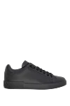 Dolce & Gabbana Black leather sneakers for men - brand logo. 100% genuine leather. Closure: laces. Country of manufacture: Italy. Care: specialized cleaning - photo 1