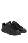 Dolce & Gabbana Black leather sneakers for men - brand logo. 100% genuine leather. Closure: laces. Country of manufacture: Italy. Care: specialized cleaning - photo 3