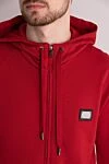 Dolce & Gabbana Cotton hoodie for men red - brand logo. hood. 100% cotton. zipper, drawstring. two front pockets. Country of manufacture: Italy. Care: specialized cleaning - photo 5