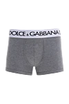 Dolce & Gabbana Трусы боксеры серые мужские из хлопка и эластана - логотип бренда. 95% хлопок, 5% эластан. Страна производитель: Италия. Уход: специализированная чистка - фото 1