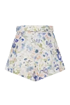 Zimmermann Women's blue shorts made of linen - tucks, flowers pattern. belt. 100% linen. two side pockets. Country of manufacture: Italy. Care: specialized cleaning - photo 7