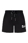 Balmain Men's black polyester shorts with logo - brand logo. 100% polyester. Closure: drawstring. two side pockets. Country of manufacture: Italy. Care: specialized cleaning - photo 1