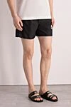 Balmain Men's black polyester shorts with logo - brand logo. 100% polyester. Closure: drawstring. two side pockets. Country of manufacture: Italy. Care: specialized cleaning - photo 3