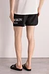 Men's black polyester shorts with logo Balmain - brand logo. 100% polyester. Closure: drawstring. two side pockets. Country of manufacture: Italy. Care: specialized cleaning - photo 4