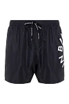 Balmain Men's black polyester beach shorts - Decor: brand logo. Composition: 100% polyester. Closure: drawstring. Pockets: two front pockets. Country of manufacture: Italy. Care: specialized cleaning - photo 1