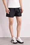 Balmain Men's black polyester beach shorts - Decor: brand logo. Composition: 100% polyester. Closure: drawstring. Pockets: two front pockets. Country of manufacture: Italy. Care: specialized cleaning - photo 3