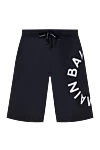 Balmain Men's black polyester shorts with logo - brand logo. 100% polyester. Closure: drawstring. two side pockets. Country of manufacture: Italy. Care: specialized cleaning - photo 1