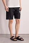 Balmain Men's black polyester shorts with logo - brand logo. 100% polyester. Closure: drawstring. two side pockets. Country of manufacture: Italy. Care: specialized cleaning - photo 3