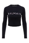 Balmain Sweatshirt made of polyamide and elastane for women black - brand logo. 82% polyamide, 18% elastane. Country of manufacture: Italy. Care: specialized cleaning - photo 1