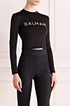 Balmain Sweatshirt made of polyamide and elastane for women black - brand logo. 82% polyamide, 18% elastane. Country of manufacture: Italy. Care: specialized cleaning - photo 3