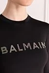 Balmain Sweatshirt made of polyamide and elastane for women black - brand logo. 82% polyamide, 18% elastane. Country of manufacture: Italy. Care: specialized cleaning - photo 5