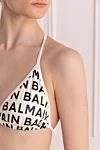 Balmain Swimsuit made of polyamide and elastane for women white - brand logo. 80% polyamide, 20% elastane. Closure: ties. Country of manufacture: Italy. Care: specialized cleaning - photo 5