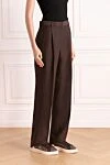 MSGM Брюки из льна и вискозы женские коричневые - 56% лен, 44% вискоза. молния, крючок. два передних кармана, один задний карман. Страна производитель: Италия. Уход: специализированная чистка - фото 3