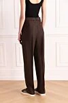 Брюки из льна и вискозы женские коричневые MSGM - 56% лен, 44% вискоза. молния, крючок. два передних кармана, один задний карман. Страна производитель: Италия. Уход: специализированная чистка - фото 4