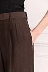 MSGM Брюки из льна и вискозы женские коричневые - 56% лен, 44% вискоза. молния, крючок. два передних кармана, один задний карман. Страна производитель: Италия. Уход: специализированная чистка - фото 5
