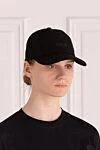 Women's cap made of viscose linen black MSGM - brand logo. 33% linen, 67% viscose. Country of manufacture: Italy. Care: specialized cleaning - photo 2