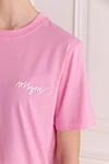 MSGM T-shirt made of cotton for women pink - brand logo. 100% cotton. Country of manufacture: Italy. Care: specialized cleaning - photo 5