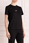 MSGM T-shirt for women black - brand logo. 100% cotton. Country of manufacture: Italy. Care: specialized cleaning - photo 3