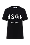 MSGM T-shirt for women black - brand logo. 100% cotton. Country of manufacture: Italy. Care: specialized cleaning - photo 1