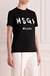 MSGM T-shirt for women black - brand logo. 100% cotton. Country of manufacture: Italy. Care: specialized cleaning - photo 3