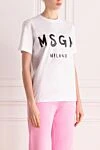 MSGM T-shirt for women white - brand logo. 100% cotton. Country of manufacture: Italy. Care: specialized cleaning - photo 3