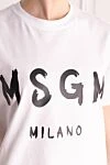 MSGM T-shirt for women white - brand logo. 100% cotton. Country of manufacture: Italy. Care: specialized cleaning - photo 5