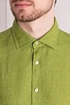 Alessandro Gherardi Men's linen shirt green - 100% linen. Closure: buttons. Country of manufacture: Italy. Care: specialized cleaning - photo 5