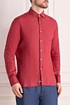 Alessandro Gherardi Men's linen shirt in burgundy - 100% linen. Closure: buttons. Country of manufacture: Italy. Care: specialized cleaning - photo 3