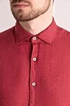 Alessandro Gherardi Men's linen shirt in burgundy - 100% linen. Closure: buttons. Country of manufacture: Italy. Care: specialized cleaning - photo 5